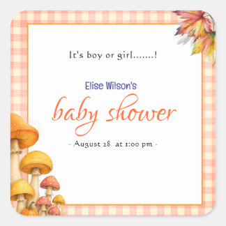 Sticker Carré C'est un baby shower de conte de fées garçon ou fi