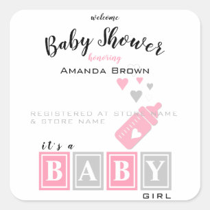 Sticker Carré C'est un Baby shower de fille