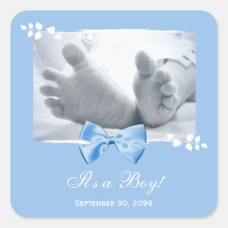 Sticker Carré C'est un Baby shower garçon Elegant Faire-part de 