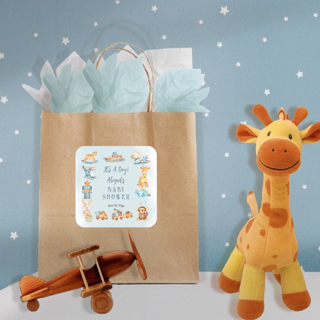 Sticker Carré C'est un garçon en bois | Baby shower de jouets en (Créateur téléchargé)
