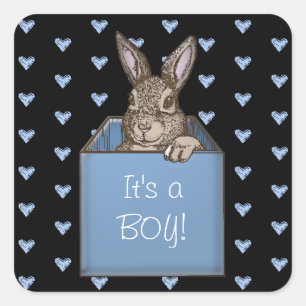 Sticker Carré c'est un garçon lapin !