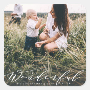 Sticker Carré c'est une vie merveilleuse... photo script moderne