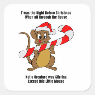 Sticker Carré C'était la veille de Noël Souris