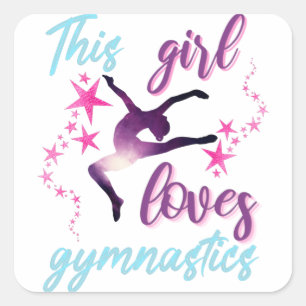 Sticker Carré Cette Fille Aime La Gymnastique Étoiles Leap
