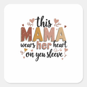 Sticker Carré Cette maman porte son coeur sur son manteau
