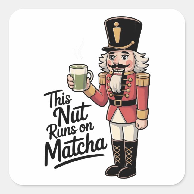 Sticker Carré Cette noix tourne sur Matcha Christmas Nutcracker (Devant)