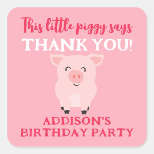 Sticker Carré Cette Petite Piggy Dit Merci Animal De Ferme