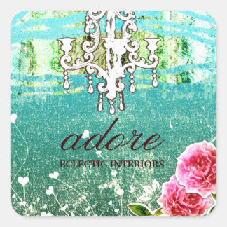 Sticker Carré CG Adorer bleu Vintage