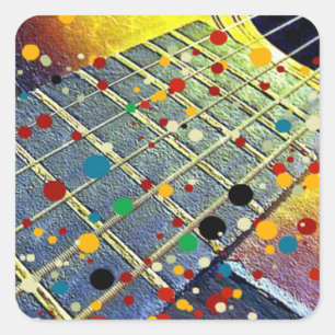Sticker Carré Chaînes de guitare Aquarelle musicale