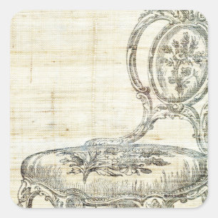 Sticker Carré Chaise vintage en français Lin 2