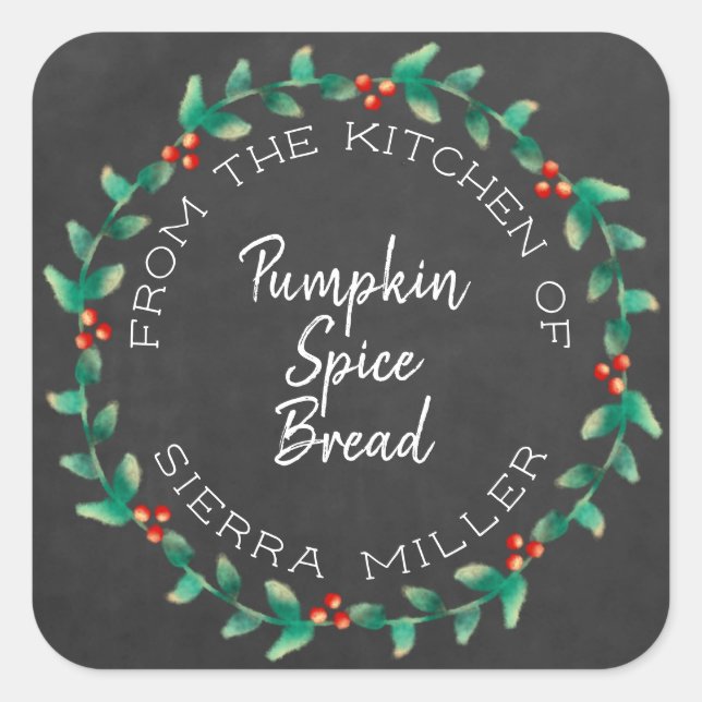 Sticker Carré Chalet Vacances Holly Wreath Chalet cuisine Traite (Devant)