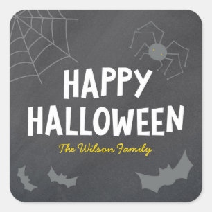 Sticker Carré Chalkboard Créatures conviviales Joyeux Halloween