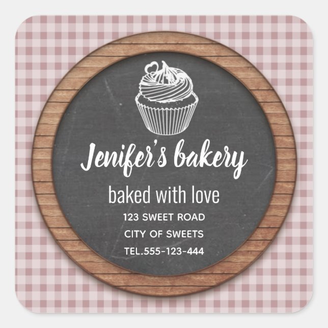 Sticker Carré Chalkboard cupcakes et friandises maison (Devant)
