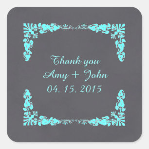 Sticker Carré Chalkboard damask favortags enregistrer la date de