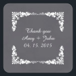 Sticker Carré Chalkboard damask favortags enregistrer la date de<br><div class="desc">Ajoutez une touche personnalisée à vos décorations mariages. Faites correspondre vos étiquettes de mariage,  autocollants ou enveloppes de sceaux à votre thème mariage ou à votre schéma de couleurs. Entièrement personnalisable,  cliquez sur personnaliser pour ajouter ou modifier la couleur ou la taille du texte à votre goût.</div>