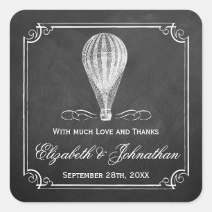 Sticker Carré Chalkboard Hot Air Balloon Collection Mariage