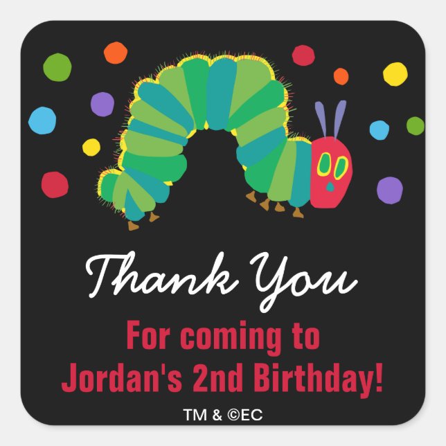 Sticker Carré Chalkboard Hunt Caterpillar | MERCI (Devant)