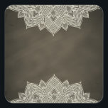 Sticker Carré Chalkboard Lotus Flower Mandala Swirl<br><div class="desc">Un tableau noir ou un tableau blanc propre pour customiser le texte à chaque occasion.</div>