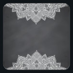 Sticker Carré Chalkboard Lotus Flower Mandala Swirl<br><div class="desc">Un tableau noir ou un tableau blanc propre pour customiser le texte à chaque occasion.</div>
