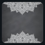 Sticker Carré Chalkboard Lotus Flower Mandala Swirl<br><div class="desc">Un tableau noir ou un tableau blanc propre pour customiser le texte à chaque occasion.</div>