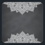 Sticker Carré Chalkboard Lotus Flower Mandala Swirl<br><div class="desc">Un tableau noir ou un tableau blanc propre pour customiser le texte à chaque occasion.</div>