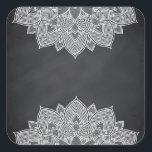 Sticker Carré Chalkboard Lotus Flower Mandala Swirl<br><div class="desc">Un tableau noir ou un tableau blanc propre pour customiser le texte à chaque occasion.</div>