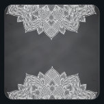 Sticker Carré Chalkboard Lotus Flower Mandala Swirl<br><div class="desc">Un tableau noir ou un tableau blanc propre pour customiser le texte à chaque occasion.</div>