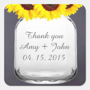 Sticker Carré Chalkboard mason jarre tournesol mariage faveurs