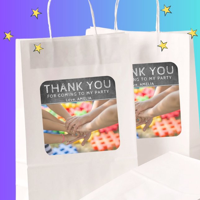 Sticker Carré Chalkboard moderne Enfants Merci photo Anniversair (Créateur téléchargé)