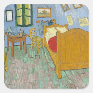 Sticker Carré Chambre de Van Gogh à Arles - Classique Jaune & Bl