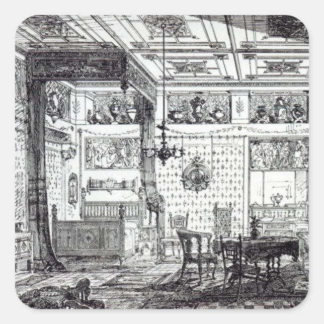 Sticker Carré Chambre Lit (Devant)