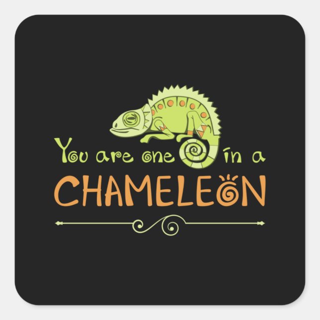 Sticker Carré Chameleon Lizard Reptile Gecko Dragon Drôle Cadeau (Devant)