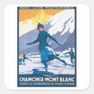 Sticker Carré Chamonix vintage Mont Blanc