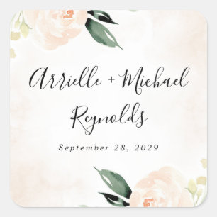 Sticker Carré Champagne Jardin Rosée Rose Bleu Élégant Champagne