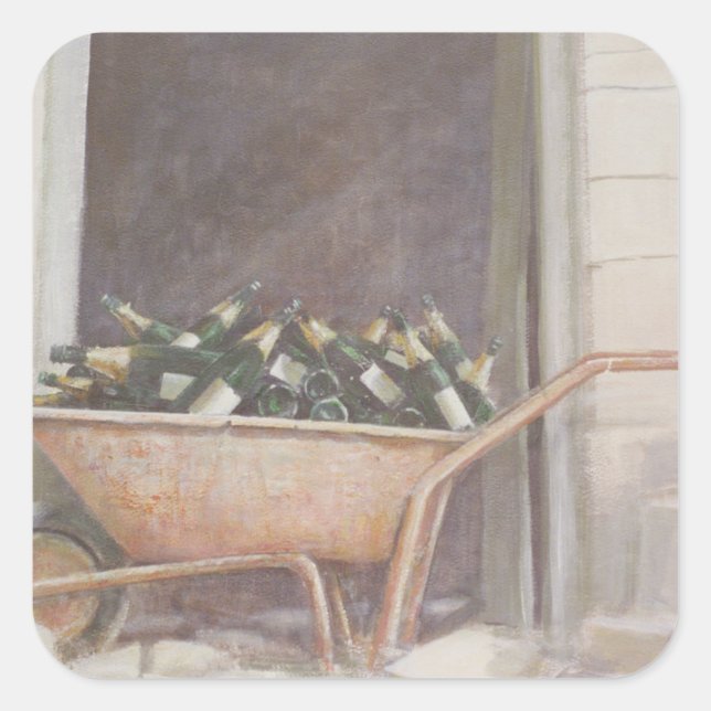 Sticker Carré Champagne Wheelbarrow 1985 (Devant)