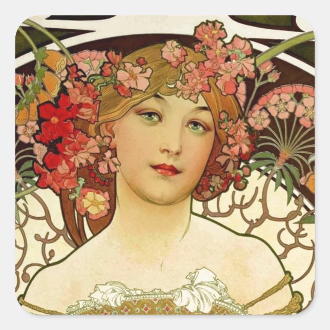 Sticker Carré Champagne Woman 1897 - F. Champenois Imprimeur (Devant)