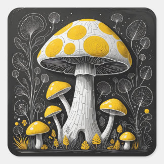 Sticker Carré Champignon