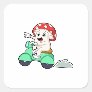 Sticker Carré Champignon comme motard avec Scooter.PNG