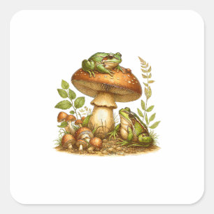 Sticker Carré Champignon de grenouille esthétique Cottagecore Go