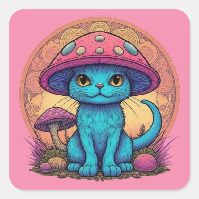 Sticker Carré Champignon de la moisissure bleue (Devant)