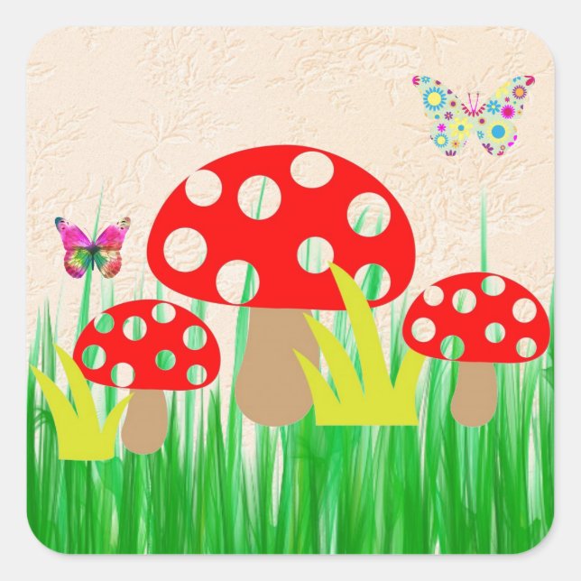 Sticker Carré Champignons (Devant)