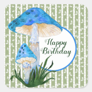 Sticker Carré Champignons bleus sur Aspen Anniversaire 