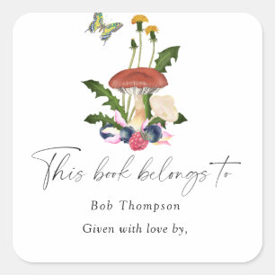 Sticker Carré Champignons - ce livre appartient à