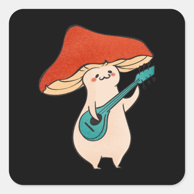Sticker Carré Champignons Et Musique (Devant)
