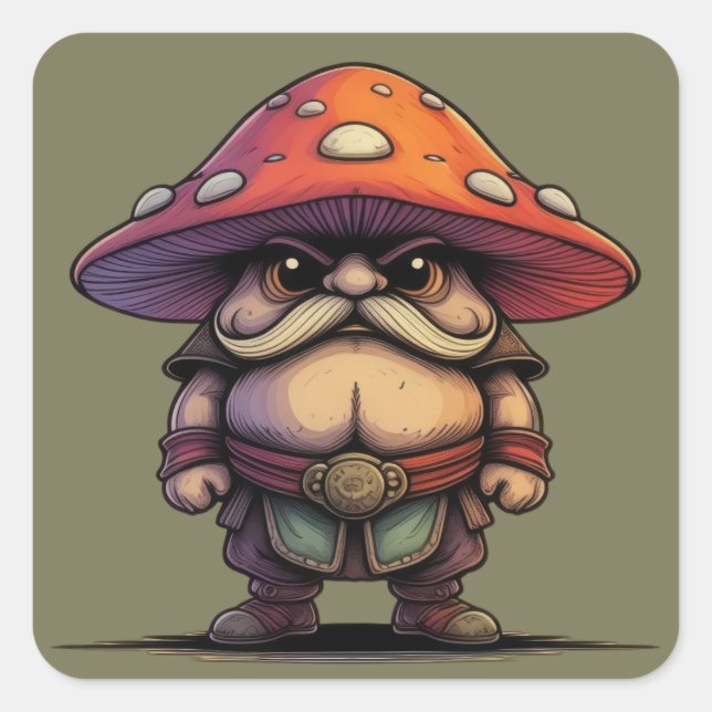 Sticker Carré Champignons guerriers Gnome (Devant)