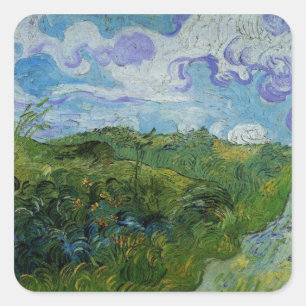 Sticker Carré Champs de blé vert par Vincent van Gogh