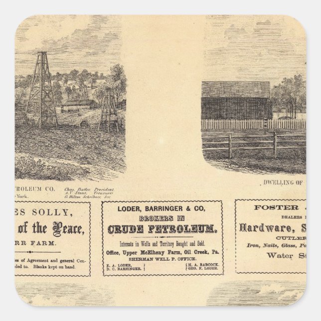 Sticker Carré Champs pétroliers, résidence (Devant)