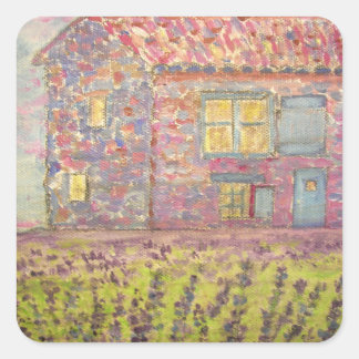 Sticker Carré Champs Provence House et Lavender