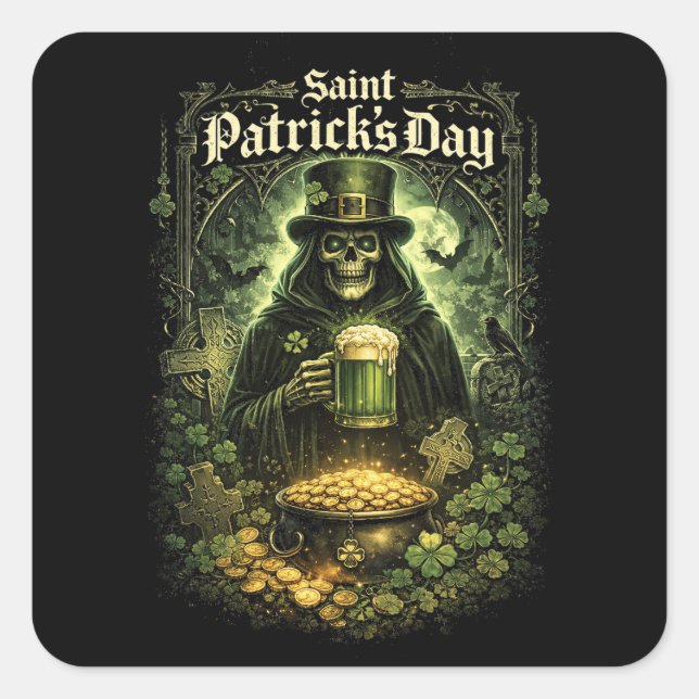 Sticker Carré Chance Sombre de la Saint-Patrick (Devant)