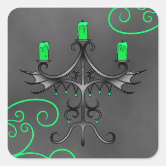 Sticker Carré Chandelabre gothique Halloween joli vert